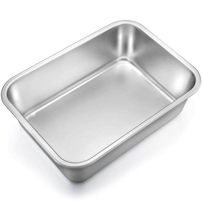 Lasagna Pan, Rectangular Cake Pan Brownie Bake Dish Stainless Steel, Heavy Duty & Healthy, Deep Side & Brushed Surface, Easy Cle