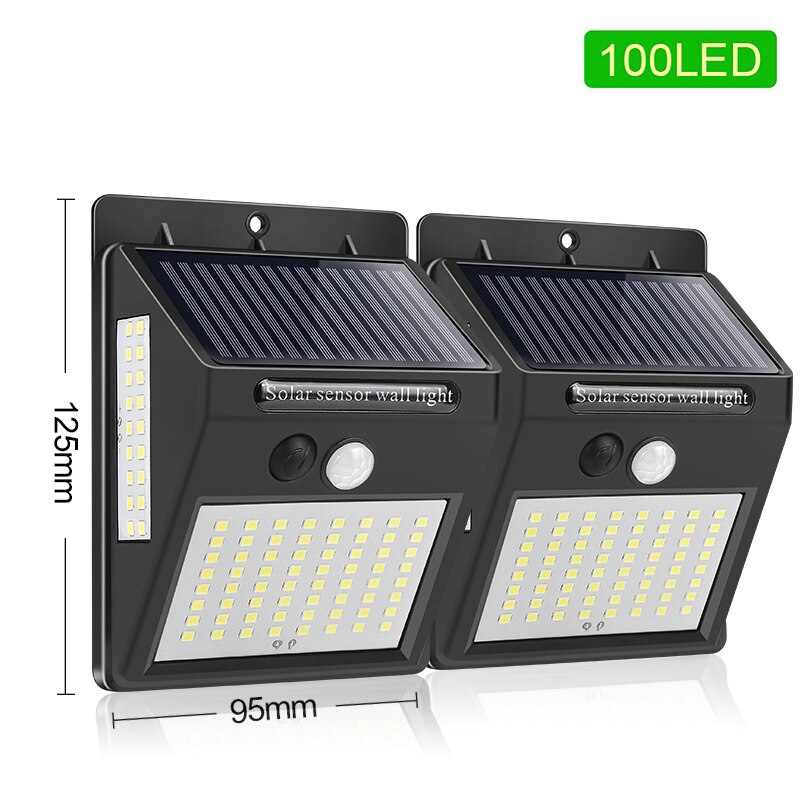 100LED Solar Wandlamp Automatische Inductie Super Heldere Wandlamp Indoor En Outdoor Huishoudelijke Driezijdige 140LED Straat Licht: 100 LEDs 2pack