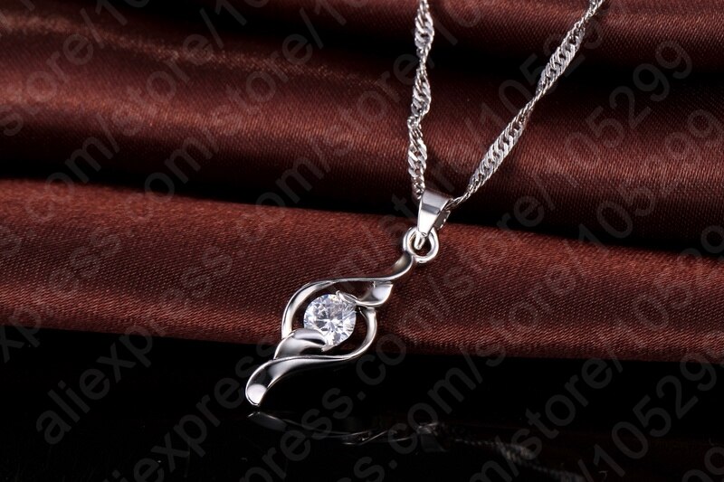 Top Fijne 925 Sterling Zilveren Mode Zirconia Ketting Earring Bruiloft Sieraden Set Voor Vrouwen