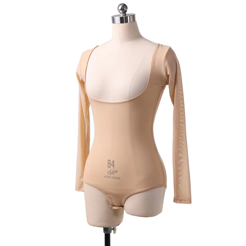 Dames lange mouw doorzichtige mesh pure crop top blouse shirt pull-on bodycon tee danser basiskleding sexy transparant naakt rood: RHODO
