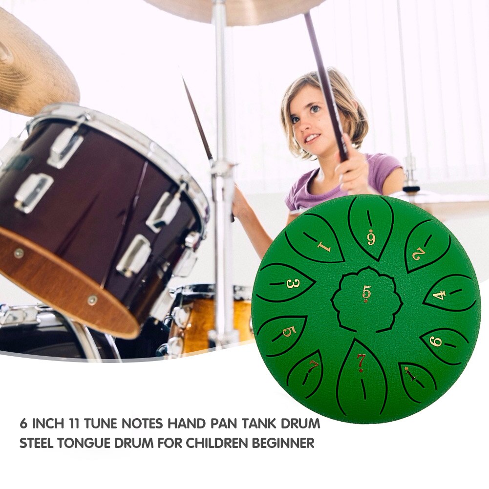 11 Tune Tongue Drum 6 Inch Steel Tongue Drum Kits With Drumstick Finger Cots Drum Bag Drumstick Stand Bag Digital Audio Sticker
