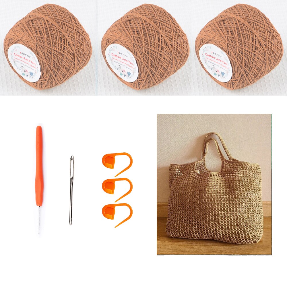 Bag Crochet Kit with yarn DIY hole Shoulder Bags kits beginner Handbag Knitting Crocheting set with material pattern vedio: 5