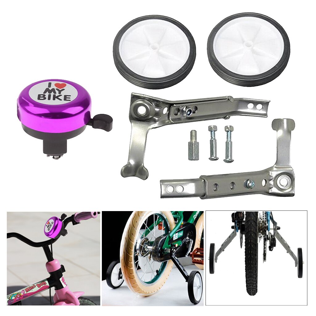 Steel Child Bike Training Wheel Stabilisers 16~24" Secure Wheel Bell