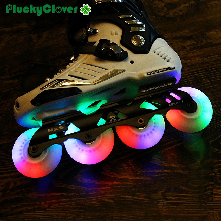 4pc 90A Regenbogen 72mm 76mm 80mm Blitz-Rolle Rad LED licht PU Inline skaten Rolle Slalom schiebe Rollschuhe Blinkende Rolle Rad