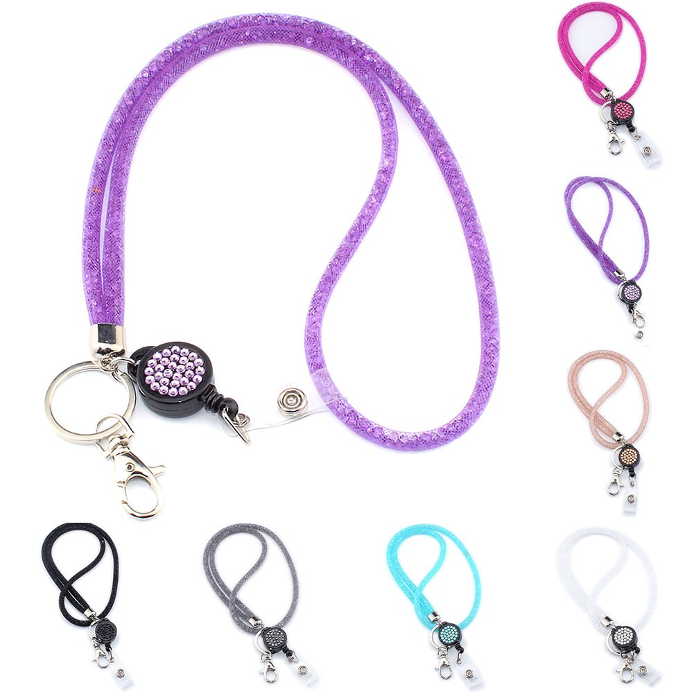 Mobile Phone Lanyard Crystal Hanging Rope Badges Keychain Lightweight Necklace Strap For Cellphones Mesh Holder Office Universal