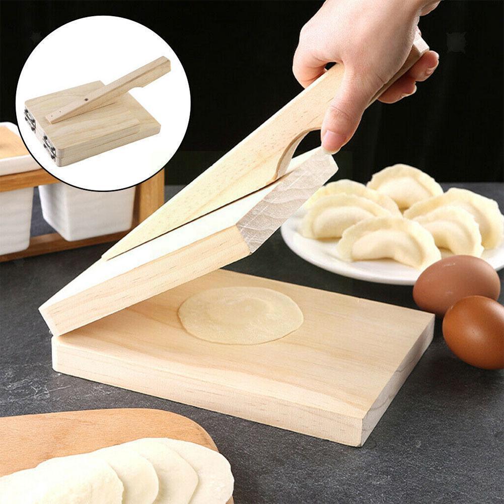 Wooden Dough Pressing Tool Dough Presser Dumpling Skin Press Tool Mold Baking Dumpling Kitchen Pastry Wrapper Tool Making E9O7