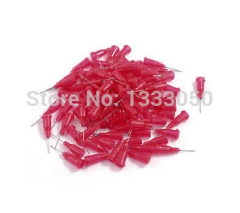 100 Pcs Stainless Steel Tip Red Plastic Shell 25g Dispenser Needles