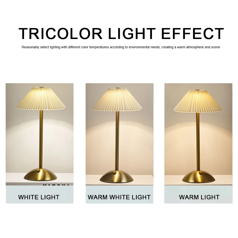 Nordische plissierte Tisch lampe mit Holz sockel Kunst Atmosphäbetreffend Lampe USB Aufladung modernen Stil für Schlafzimmer Wohnzimmer Dekor