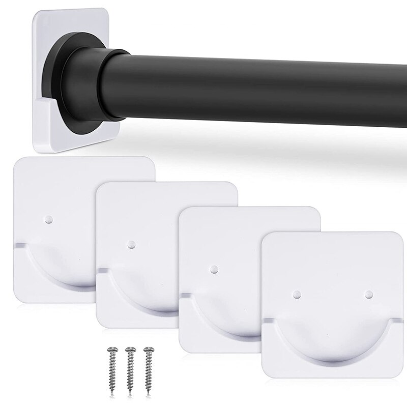 4 Stuks Lijm Douche Gordijn Staaf Houder Douche Staaf Retainer Wall Mount Houder, Douchegordijn Staaf Niet Inbegrepen Wit