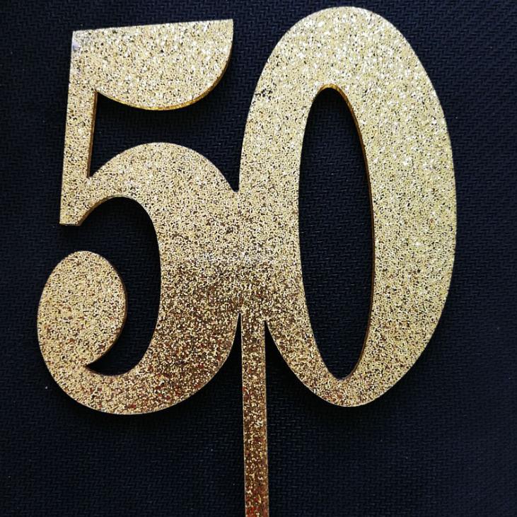 1 stk sød glitter nummer sølv 25 guld 50 fødselsdagskage toppers akryl kage dekorationer til fødselsdag jubilæum fest favoriserer: 2