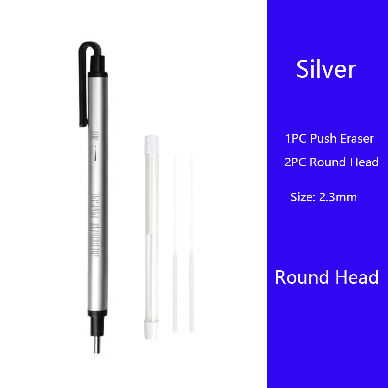 Pen Style Pencil Eraser Retractable Mechanical Eraser Square & Round Tip Stationery Art Supplies for Drawing Artist Kids Writing: green