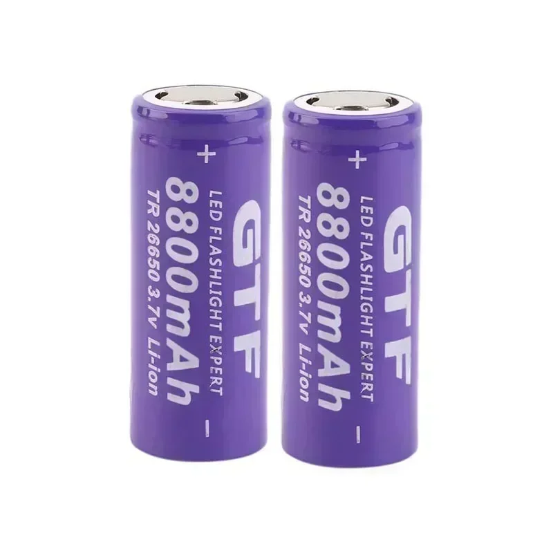 26650 3,7 V 8800 mAh wiederaufladbarer Lithium-Ionen-Akku, verwendet für LED-Taschenlampen und Taschenlampen