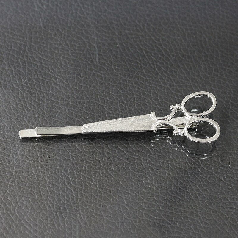 Women Chic Golden Silvery Scissors Shape Hair Clip Hair Pin Headwear Barber Scissors Mental 2 Colors