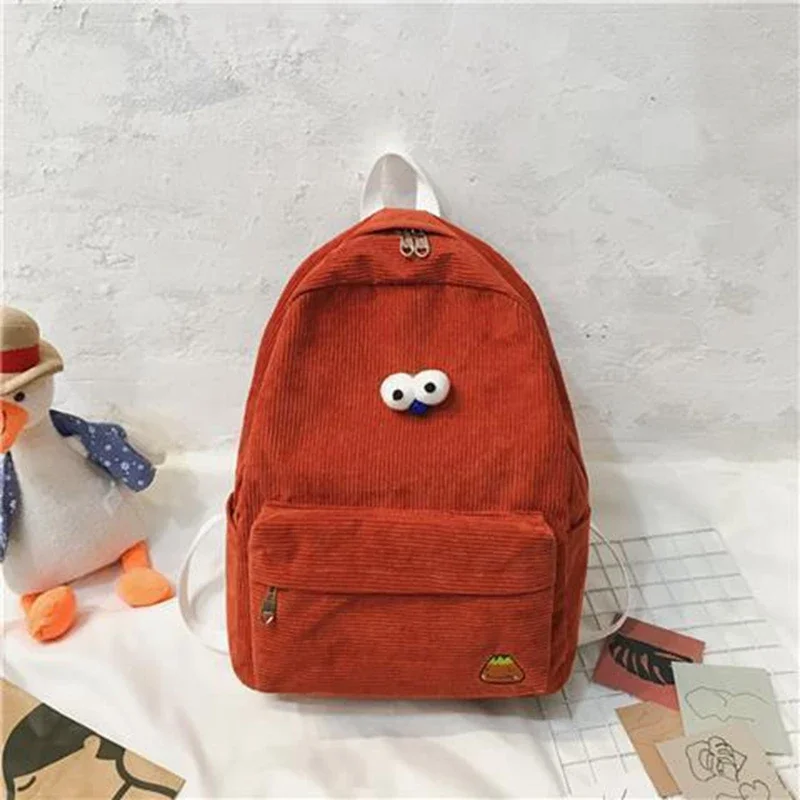 Sztruksowe plecaki o dużej pojemności Nastoletnie dziewczęta Tornister Uczeń szkoły średniej College Bookbag Klasyczne kobiety w stylu preppy: Beżowy
