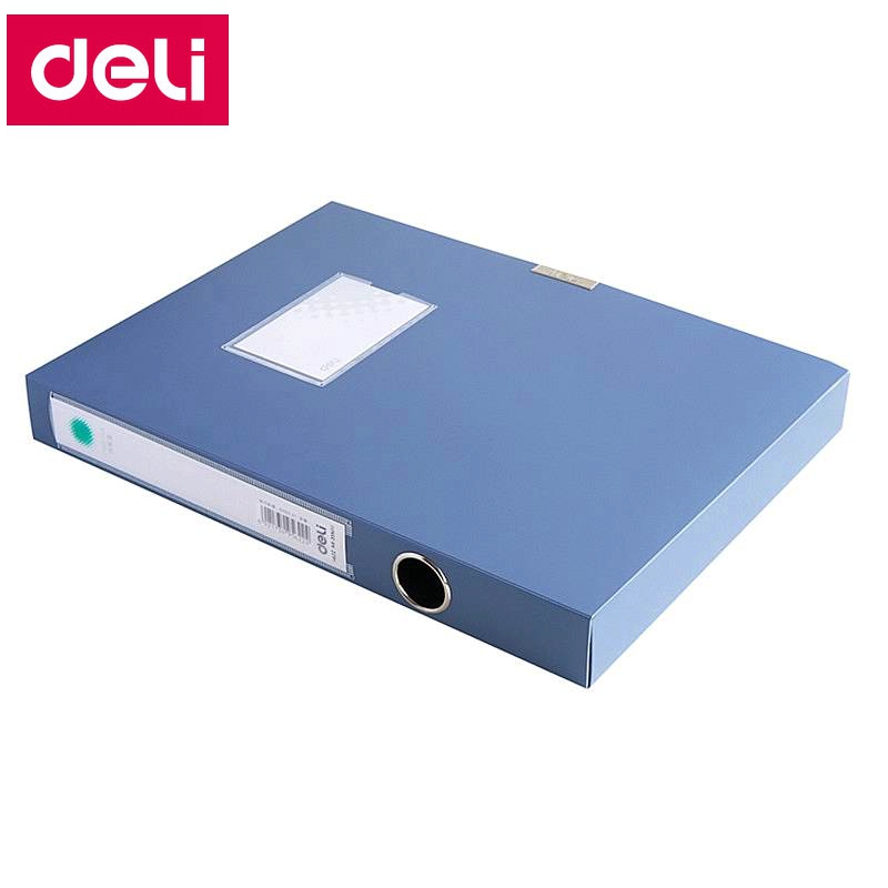 5PCS/LOT Deli 5622 5623 A4 file box documents box file case with Plush clasp 35mm 50mm Color blue & black