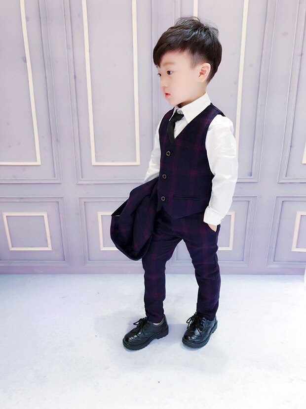 Formal 3PCS/SET Boy Suits Weddings Kids Prom Suits Black Wedding Suits Boys Big Children Clothes suit Boy Formal Classic Costume