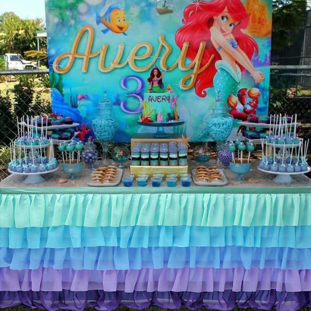 Table Skirt Tulle Table Skirt for Wedding Decoration Baby Shower Birthday Banquet Party Wedding Table Skirting 180x77cm: 5 Layer Rainbow