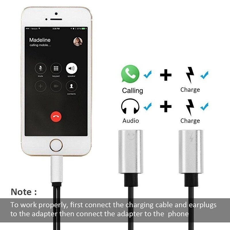 For Apple to Dual 8Pin Adapter For iPhone 11 8 Plus XSMax XR X SE 12 Headphones Charger Splitter Cables Dispenser Connector