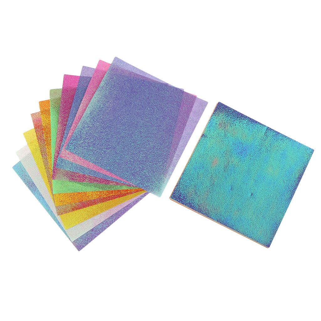 Papel brillante nacarado para manualidades, cartulina de colores mezclados de 7x7cm, 50 hojas