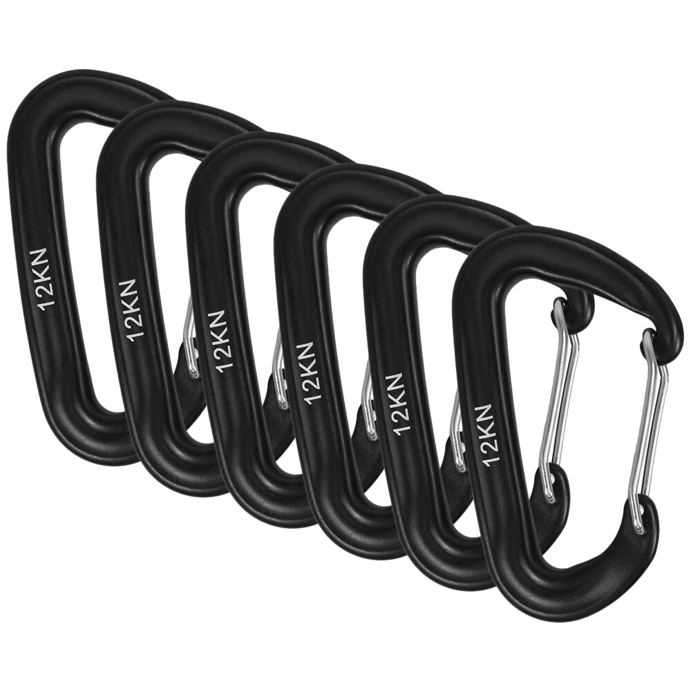 6 PCS Carabiner 12KN Heavy Duty Carabiner Clips Keychain Climbing Snap Clip Lock Buckle Hook for Hammocks Camping Hiking: Black