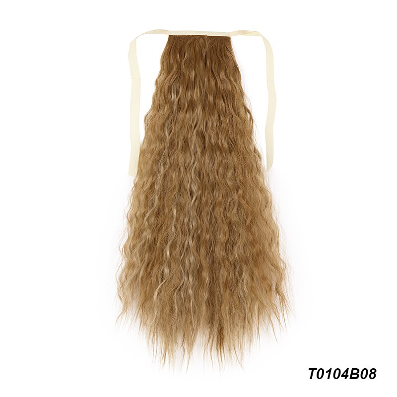 Extensiones de cola de caballo para mujer, coleta larga con ondas de maíz de 21 pulgadas, cinta sintética para atar, coleta: 1B/27HL