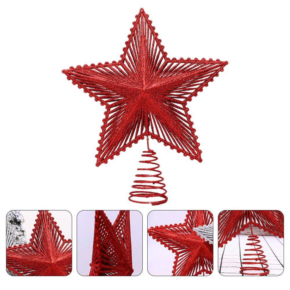 Kerst Glitter Ster Treetop Ijzer Xmas Tree Topper Decoratie Voor Thuis: Red