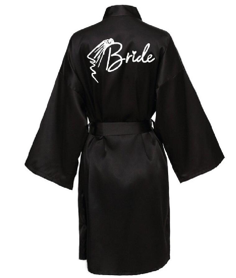 Bata de novia para equipo de de boda con letras negras, pijama de satén tipo kimono, albornoz de dama de honor SP036: XXL / Azul cielo