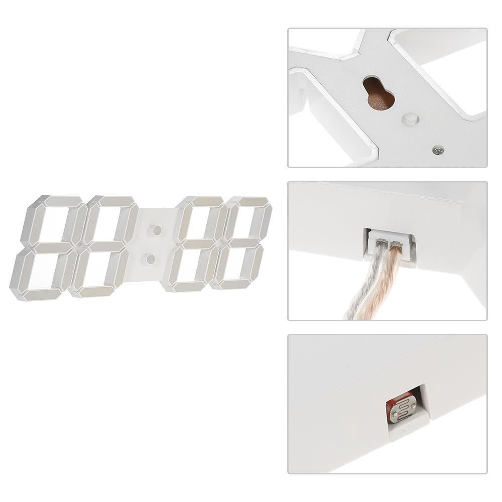 LanLan 3D White Digital Wall Clock with Remote Control European Regulation