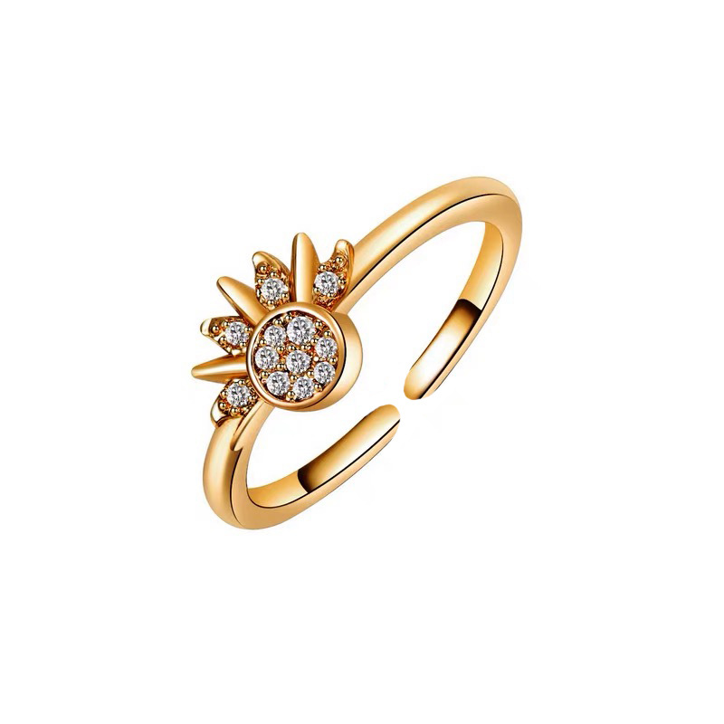 YILUOCD-Anillos de pareja ajustables con sol y luna brillantes, anillo de promesa abierto con circonita cúbica, joyería de compromiso apilable, del día 2024: Blanco