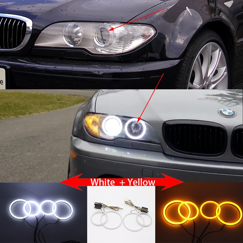 WHITE LED Headlight Halo Angel Demon Eyes Kit angel eyes light for BMW 3 series E46 sedan touring wagon coupe compact 1998-2005: 5.Coupe W and Y