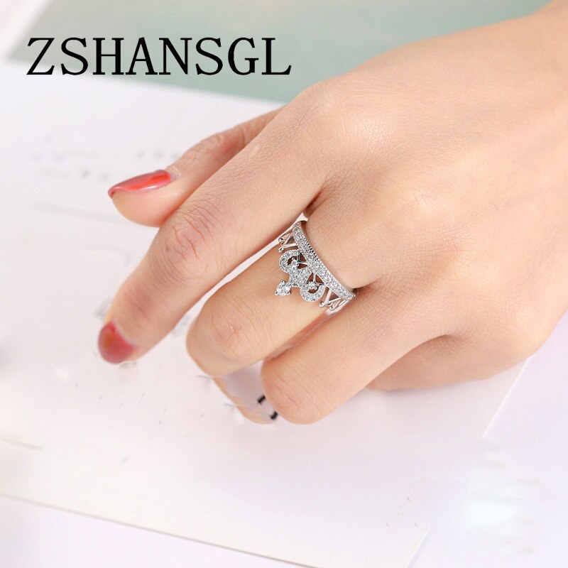 Exquisite Princess Crown Shaped Ring 925 Sterling Sliver CZ Rings for Women Ladies Aneis De Ouro Zirconia Jewelry