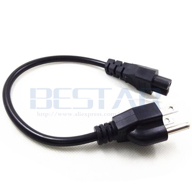 NEMA 5-15P 3pin male plug to IEC 320 C5 IEC320 Cloverleaf short AC Power cable cord 20CM For AC Adapter Laptop Notebook