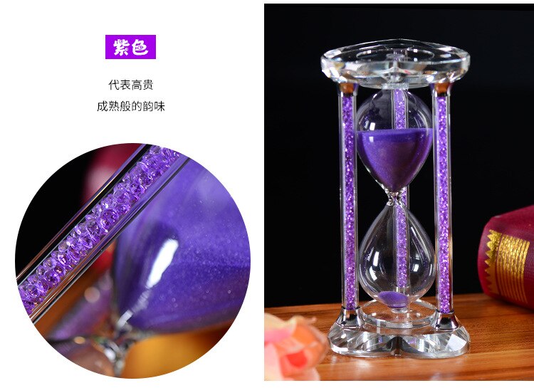 15/30 Minute coeur cristal verre sablier sablier horloge artisanat décor à la maison anniversaire amour saint valentin Reloj De Arena: VIOLET / 30 min