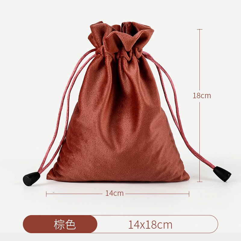 Velvet Drawstring Bags Wedding Partty Candy Bags Storage Packaging Bags Supplier: 14x18cm  brown