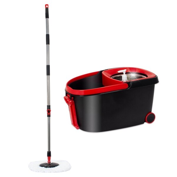 Mery Set emmer met mop en stok, automatisch afdruipoppervlak met wielen en multifunctionele emmer, violet en limoen, 14 l, absorberende microvezel, universele schroefdraad, telescoopstang van