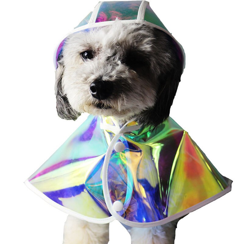 Kolorowy płaszcz przeciwdeszczowy dla psów wodoodporny płaszcz przeciwdeszczowy z kapturem oddychający wiatroszczelny przezroczysty ponczo przeciwdeszczowe dla małych średnich psów chihuahua L
