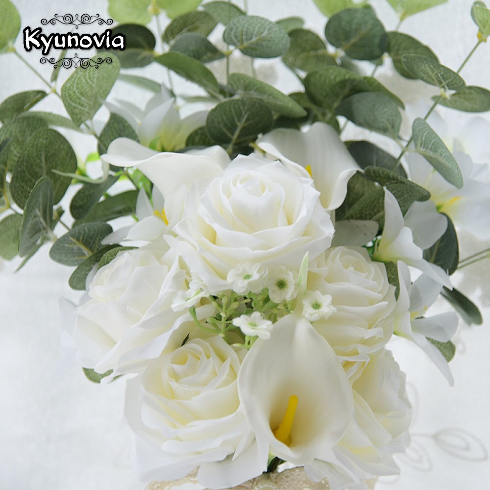 Mini ramo de flores de boda Boho de kyovia, ramo de novia con toque Real, flores de lirio blanco, ramo de novia FE100
