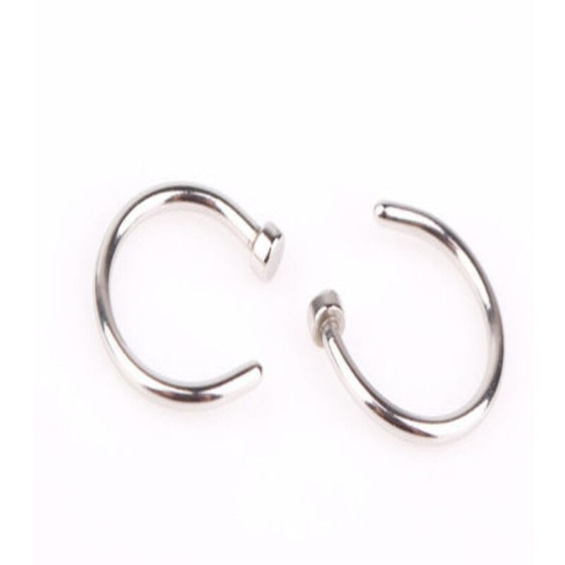 10 Pcs Medische Titanium Silver Hoop Neuspiercings Clip On Ear Lip Navel Piercing Nep Percing Sieraden Vrouwen pircings: steel