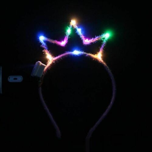 LED Glow Light Tiara Crown Head wear Royal Princess Headband Flashing Hair Accessories For Child Adult Birthday Party navidad: Pink Multi color