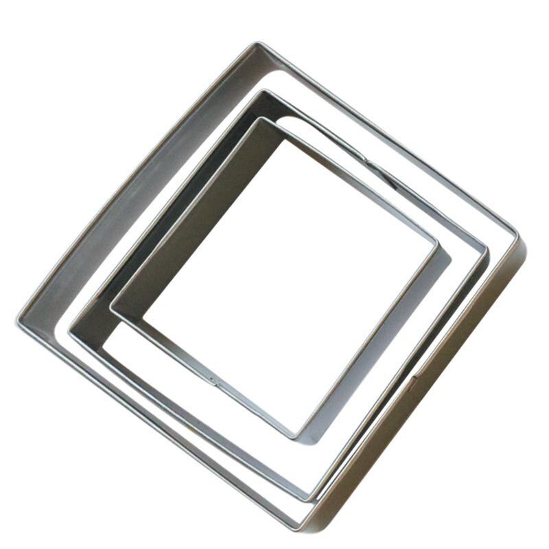 3Pcs/Set Plaque Cutter Cookies Frame Cake Oval Square Rectangle Fancy Stainless Mold