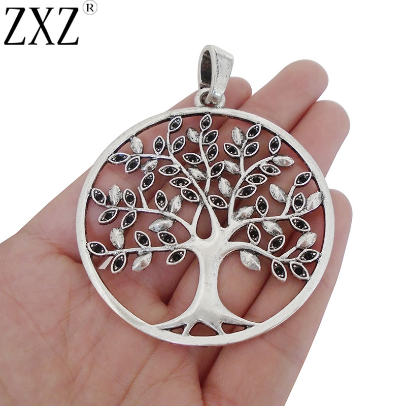 ZXZ 2pcs Large Tree Charms Pendants for Necklace Jewelry Making Findings 75x59mm