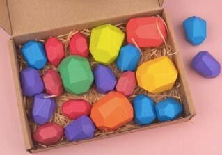 Arcobaleno di legno blocchi di costruzione per bambini block di legno pietra colorata giocattolo educativo di sovrapposizione gioco Jenga regalo equilibrio di pietra: 21pcs