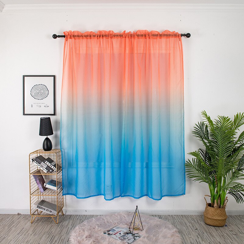 Cortinas arcoíris DE BODA modernas, cortinas de gasa opacas para balcón, sala de estar, cocina, baño, tratamientos de ventana: Azul