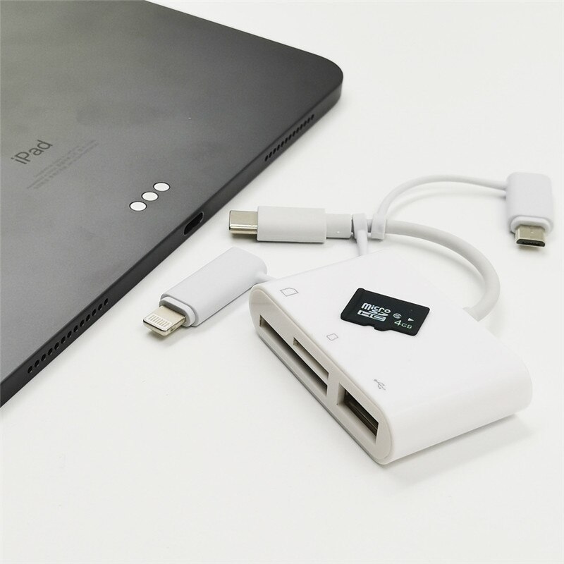 ! 3 in 1 c lightning micro usb kaartlezer voor sd tf kaart otg kaartlezer met usb interface voor iphone android