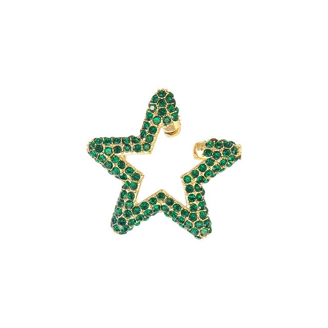 Itenice Rainbow Star Earcuffs Earring Voor Vrouwen Kleurrijke Multi-Hoepel Strass Oor Manchet Romantische Ster Rechthoek Boho Oor Clips: green