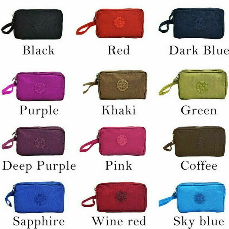 Ladies Small Multi Pocket Canvas Style Clutch Women's Satchel Bag Purse Wallet /BL1