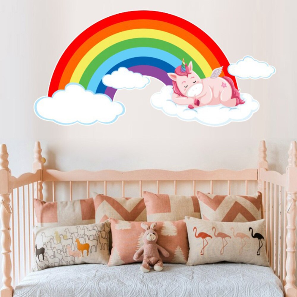 Rainbow Wall Stickers Wallpaper Unique Wall Decal Decorative Sticker for Kids Living Room Bedroom
