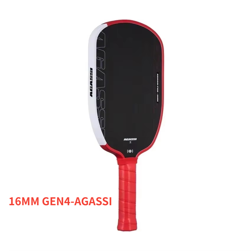 Agassi pro  iv 16 mm pickleball paddle gen 4 tfp foam core  t700 carbon fiber pickleball racket increases spin and control: Red