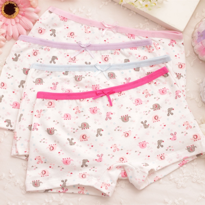 4Pcs/lot Girls Cotton Boxer Briefs Children Panties Girls Boxer Shorts Children's Panties Kids Underwear For 2-9 Years
