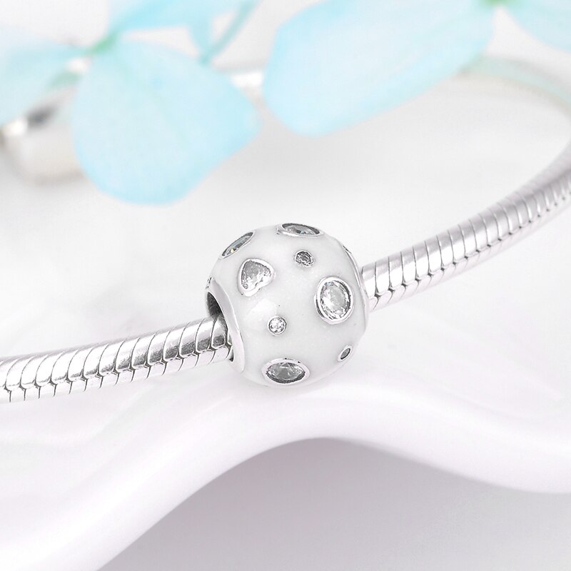 2018 novo 925 prata esterlina fascinante esmalte branco com contas cz caber original europeu charme pulseira jóias fazendo